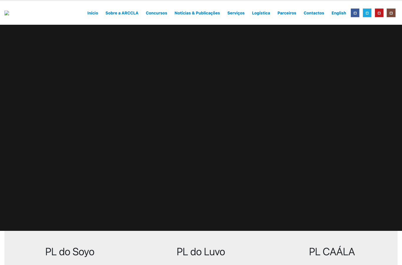 Render do site em desktop com hero vazio